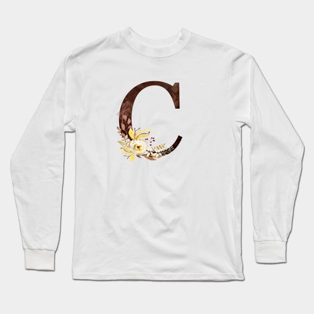 Floral Monogram C Lovely Autumn Foliage Long Sleeve T-Shirt by floralmonogram